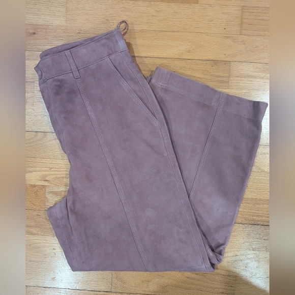 Sezane Damiano Trousers in Wisteria 100% Suede Sz 40 / US 8 - Picture 3 of 10
